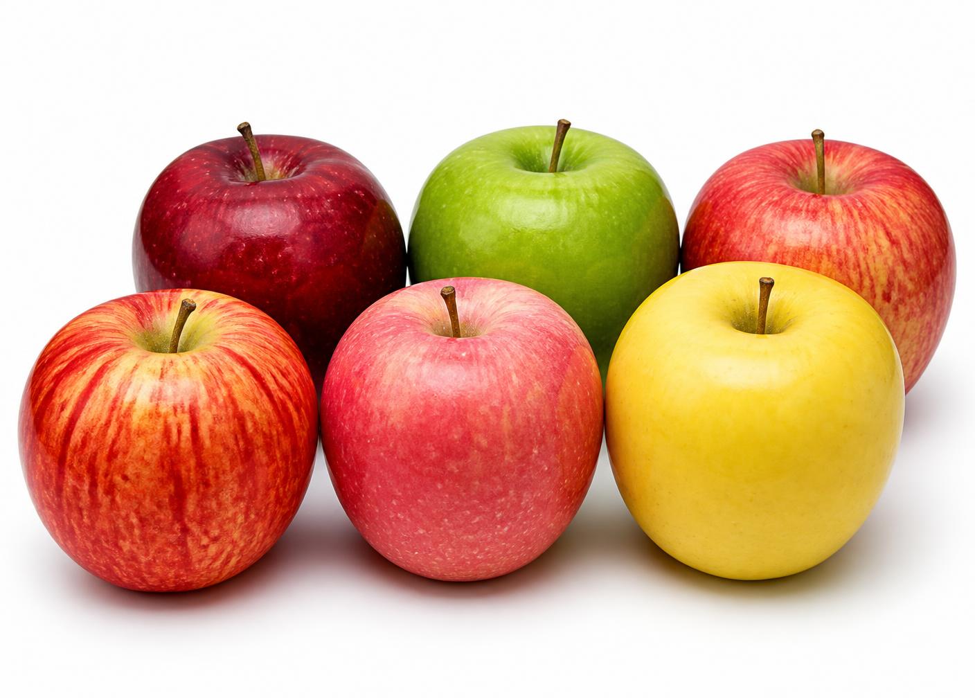 Royal Gala, Pink Lady, Granny Smith, Fuji, Golden and Early Red One apple varieties
